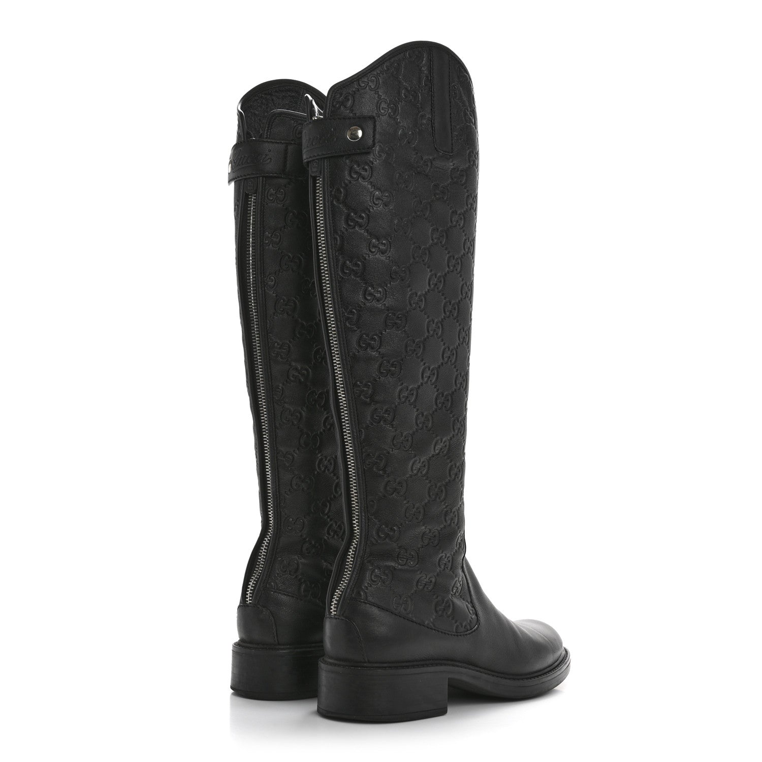 GUCCISSIMA CALFSKIN MIRO SOFT KNEE HIGH RIDING BOOTS BLACK