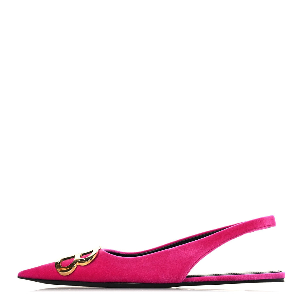 VELVET BB KNIFE POINTY TOE SLINGBACK FLATS PINK