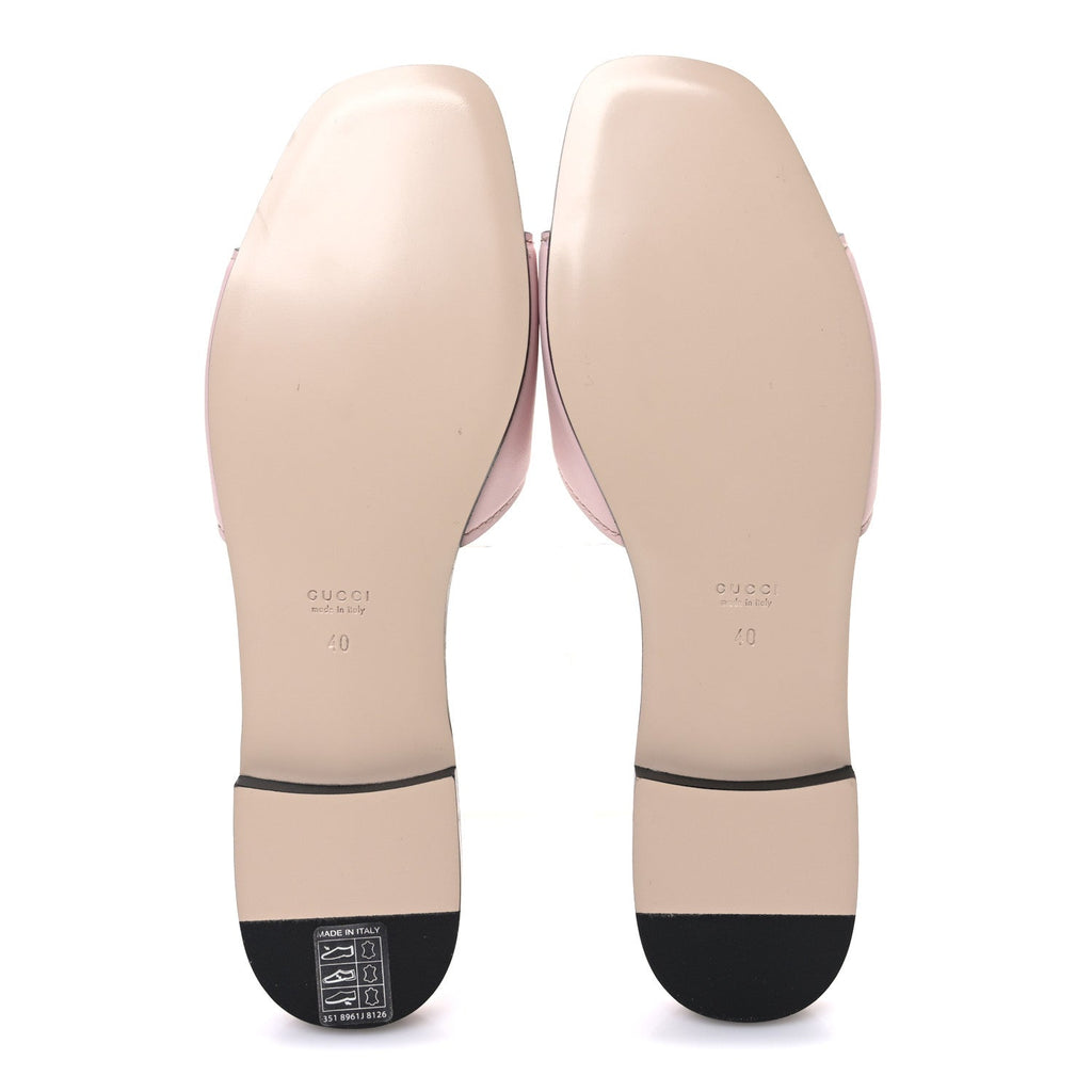 COSMOS SOFTY CALFSKIN INTERLOCKING G CUT OUT SLIDE SANDALS PASTEL PINK