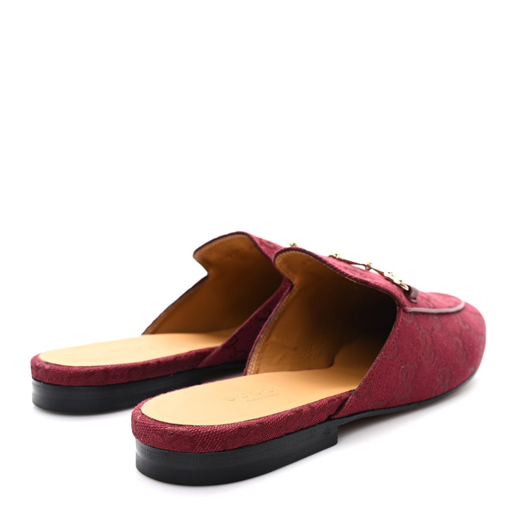 NEW CANVAS GG MONOGRAM MALAGA KID WOMENS PRINCETOWN SLIPPERS ROSSO ANCORA