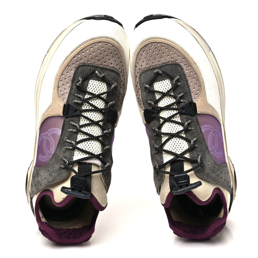 FABRIC SUEDE CALFSKIN MESH WOMENS CC SNEAKERS WHITE GREY PURPLE
