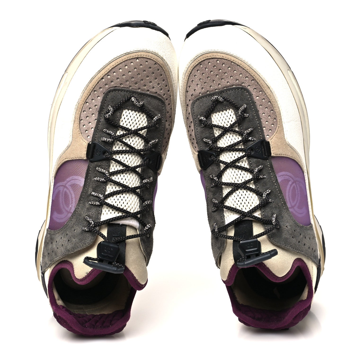 FABRIC SUEDE CALFSKIN MESH WOMENS CC SNEAKERS WHITE GREY PURPLE