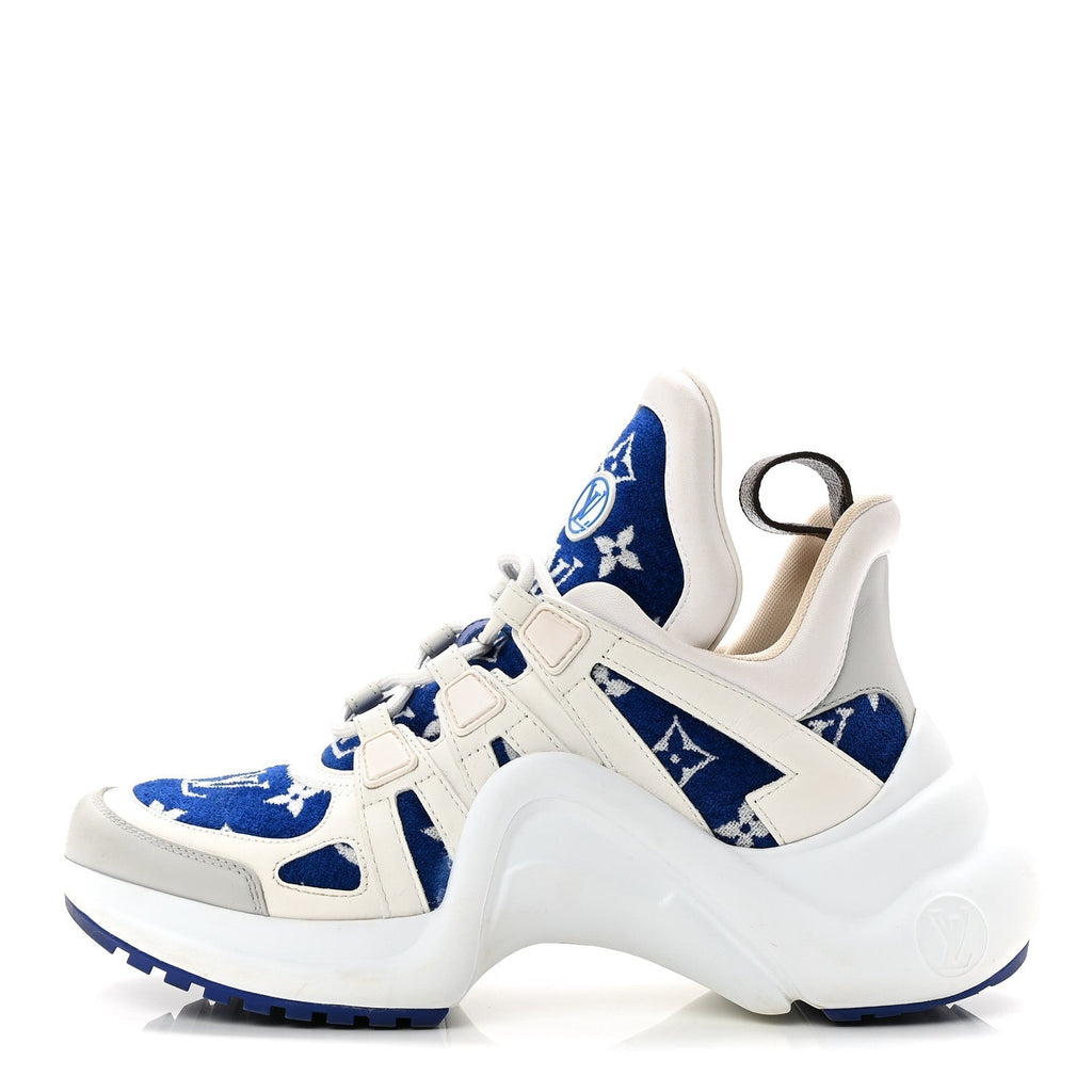 JACQUARD VELVET MONOGRAM LV ARCHLIGHT SNEAKERS WHITE BLUE