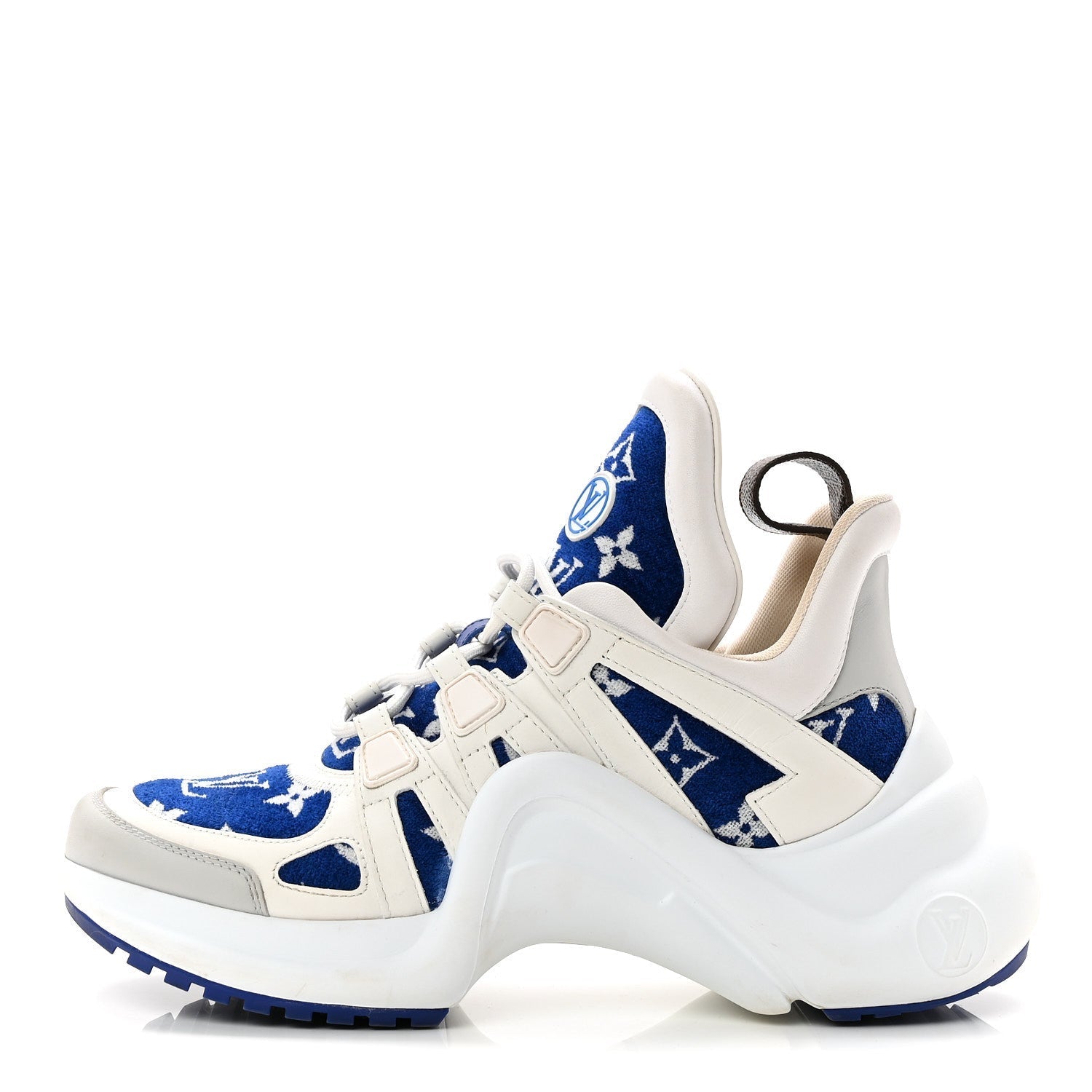 JACQUARD VELVET MONOGRAM LV ARCHLIGHT SNEAKERS WHITE BLUE