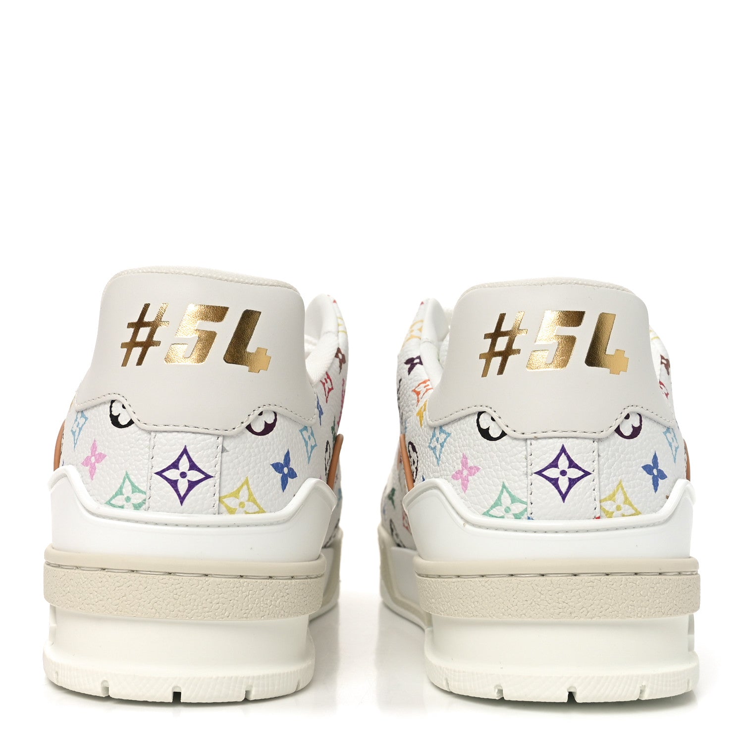 LV X TM CALFSKIN MONOGRAM MULTICOLOR WOMENS LV TRAINER SNEAKERS WHITE MULTICOLOR