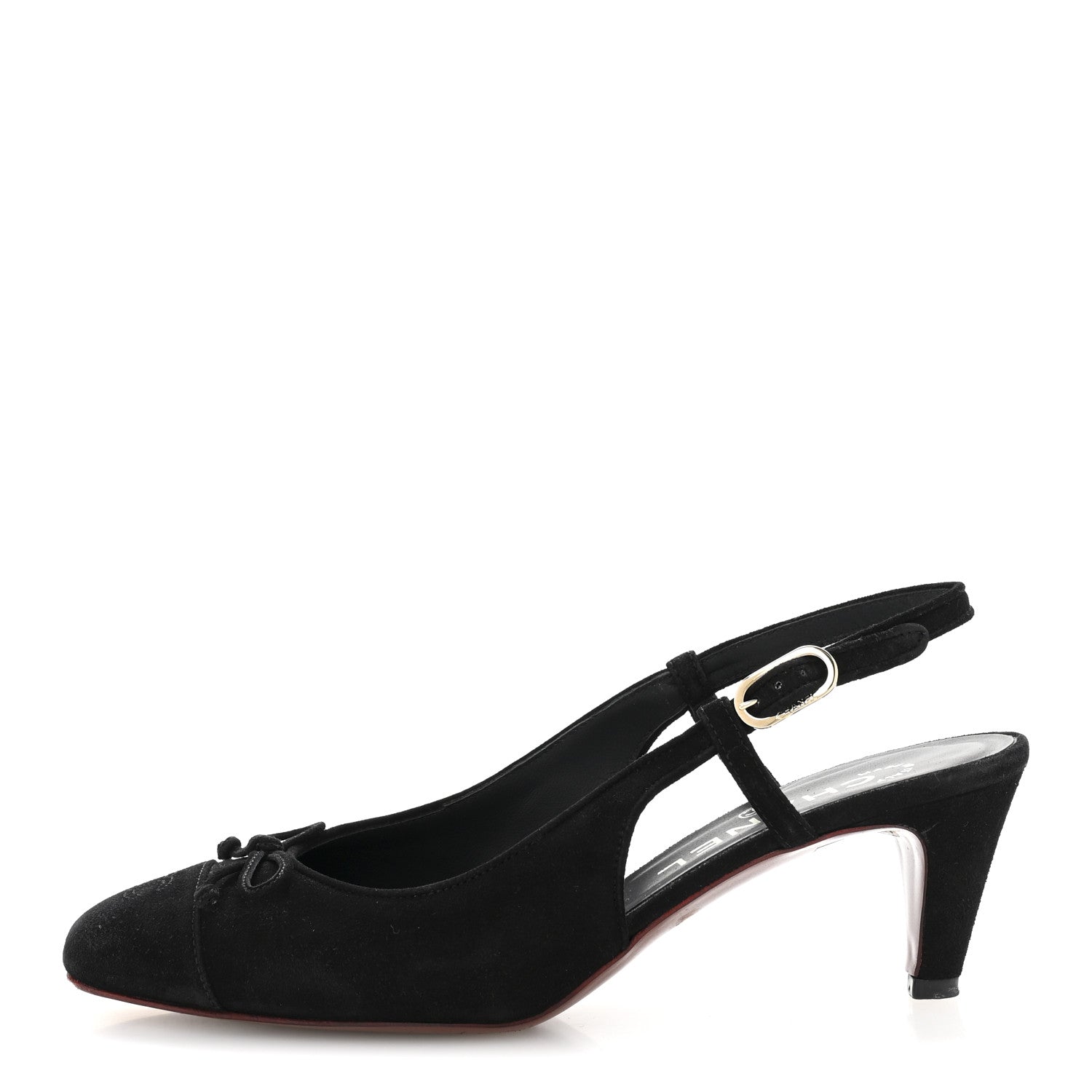 SUEDE CAP TOE CC SLINGBACK PUMPS BLACK