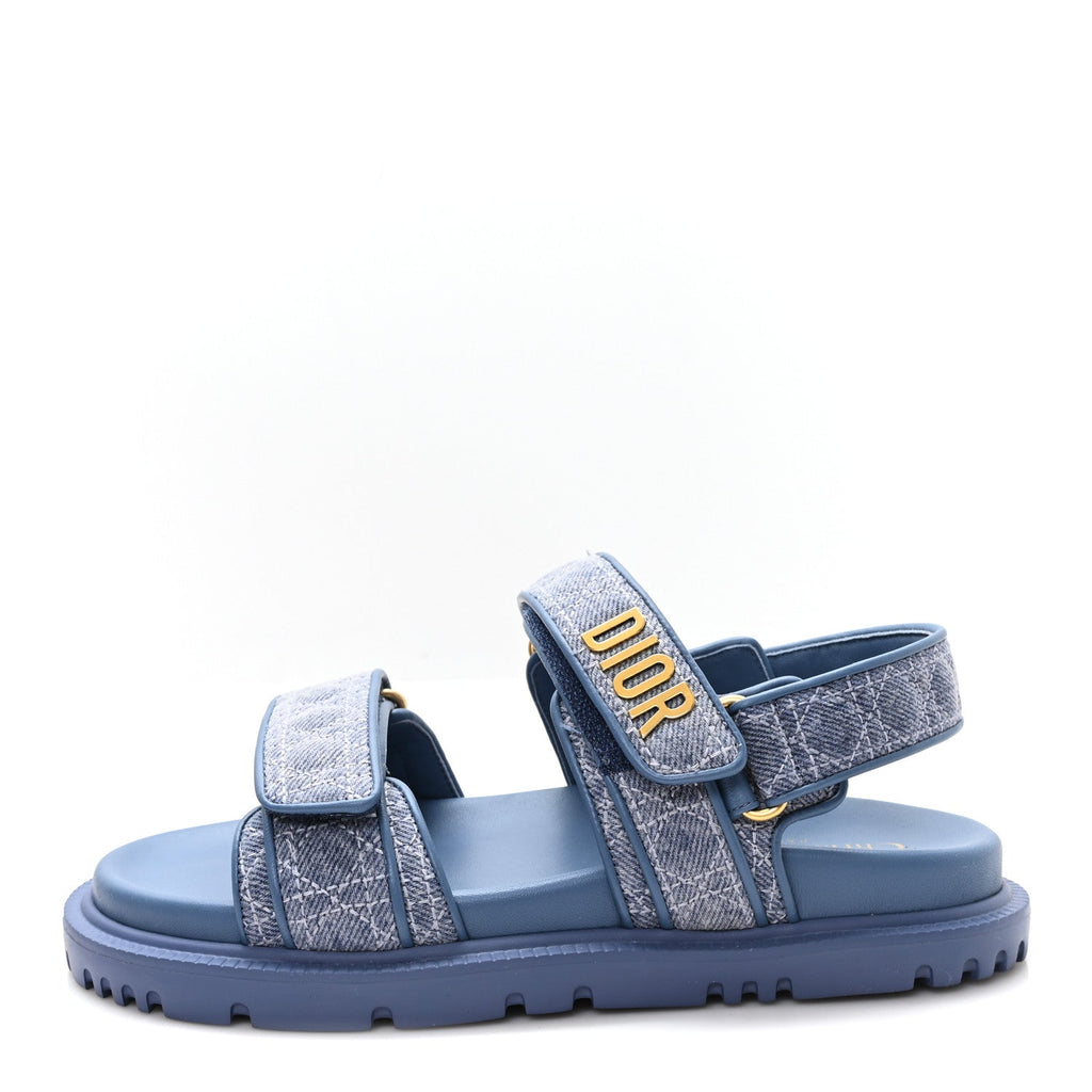 DENIM CANNAGE EMBROIDERED DIORACT SANDALS BLUE