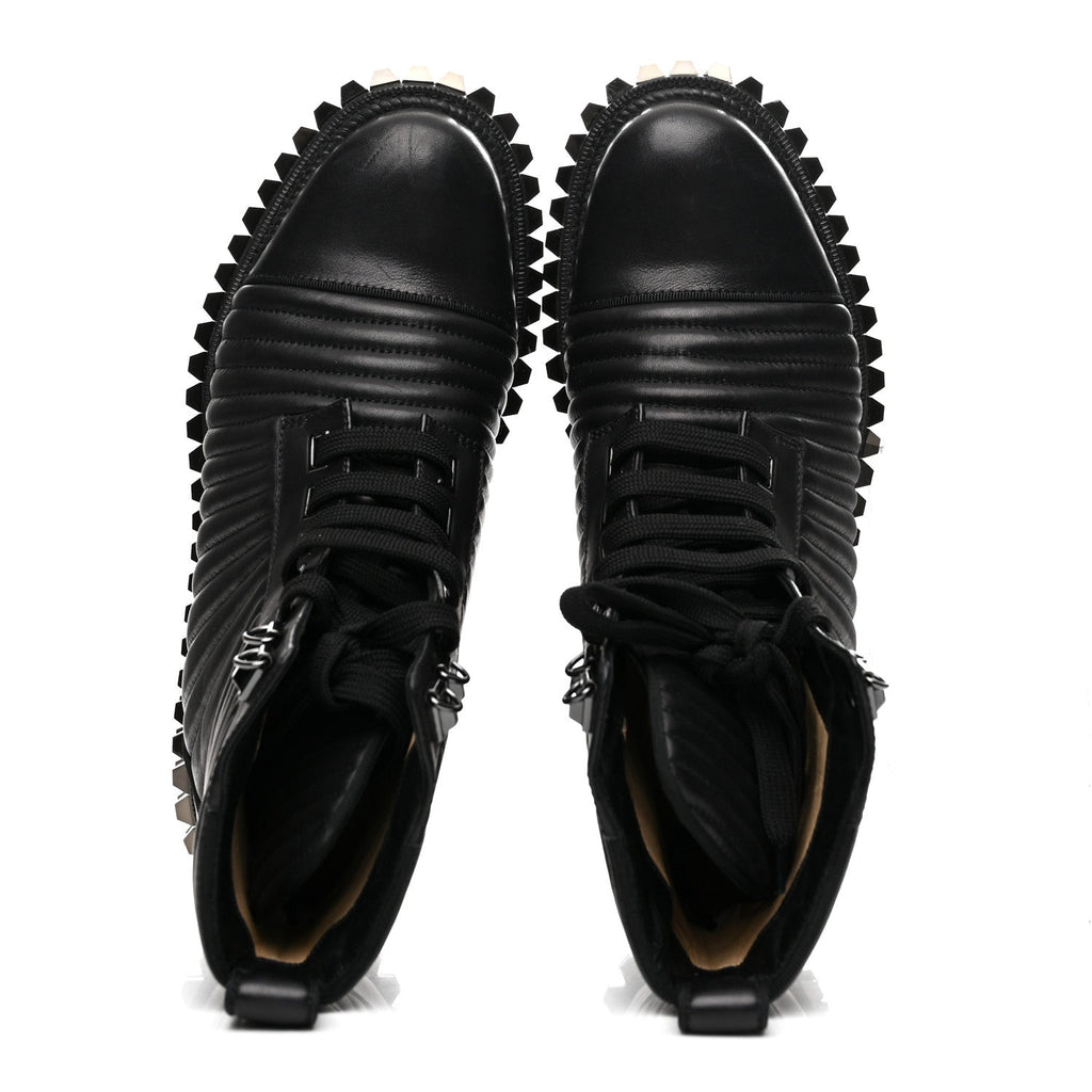 CALFSKIN QUILTED YETOTA COMBAT BOOTS BLACK