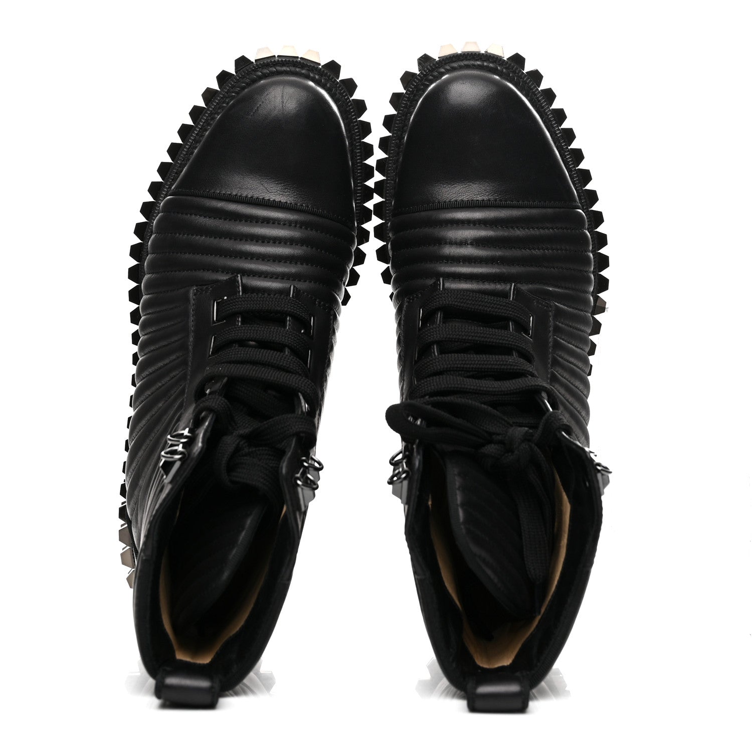 CALFSKIN QUILTED YETOTA COMBAT BOOTS BLACK