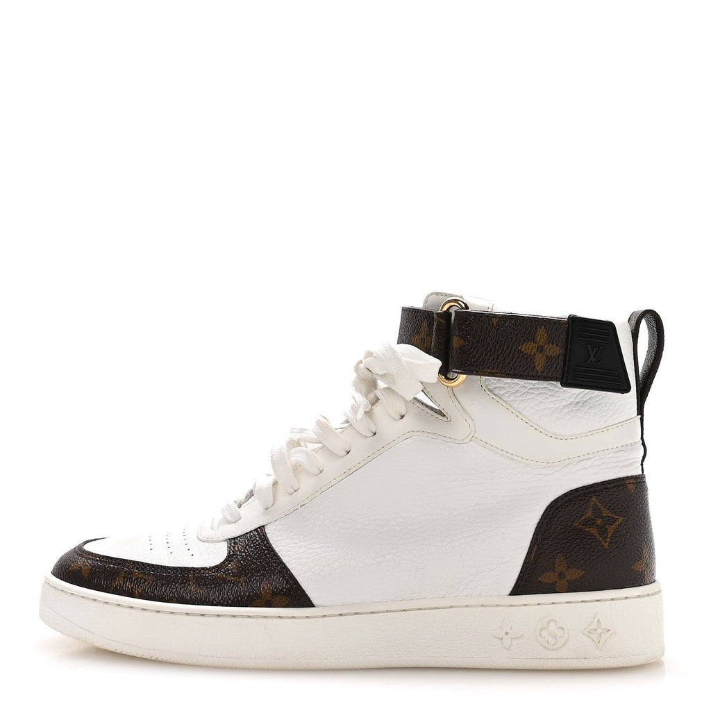 GRAINED CALFSKIN MONOGRAM BOOMBOX SNEAKER BOOTS WHITE