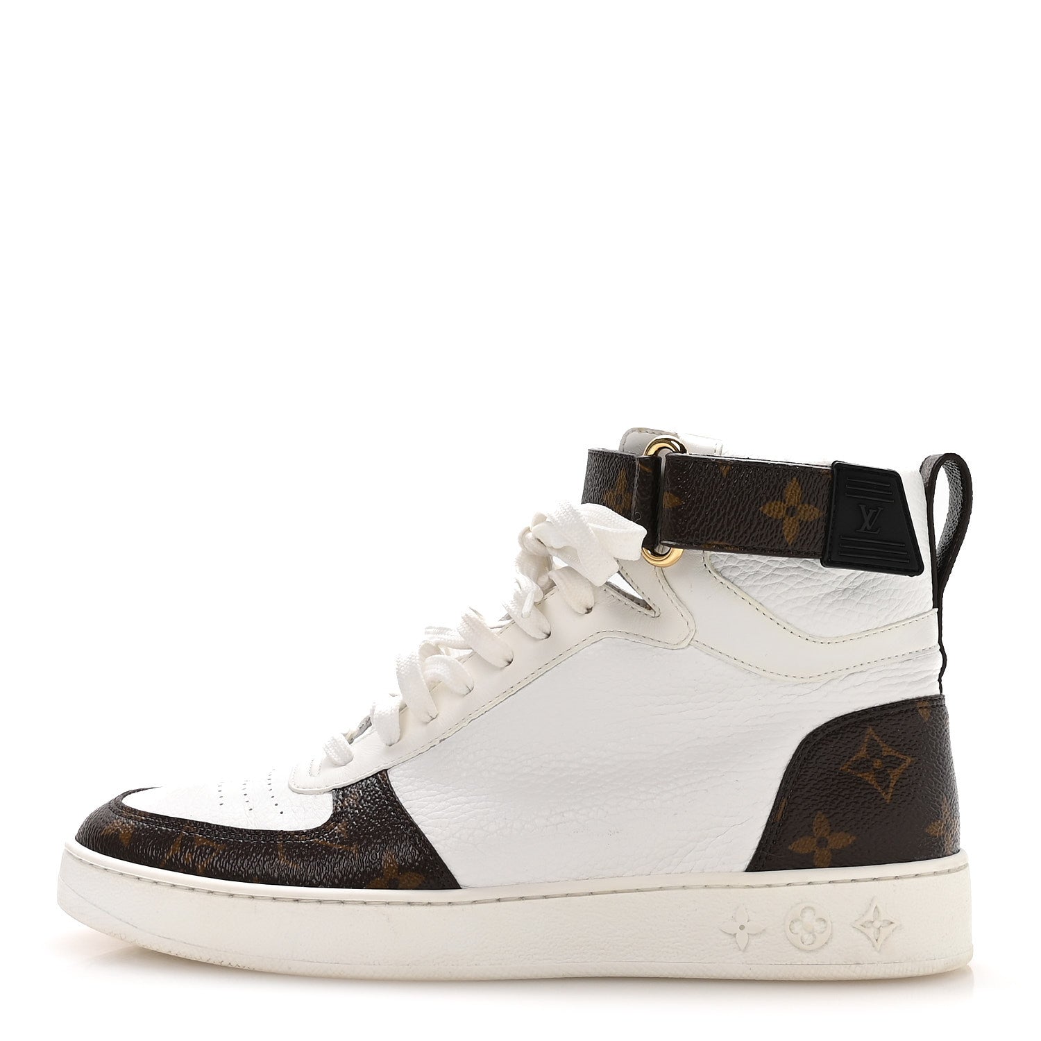 GRAINED CALFSKIN MONOGRAM BOOMBOX SNEAKER BOOTS WHITE