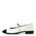 PATENT CALFSKIN MARY JANES FLATS WHITE BLACK