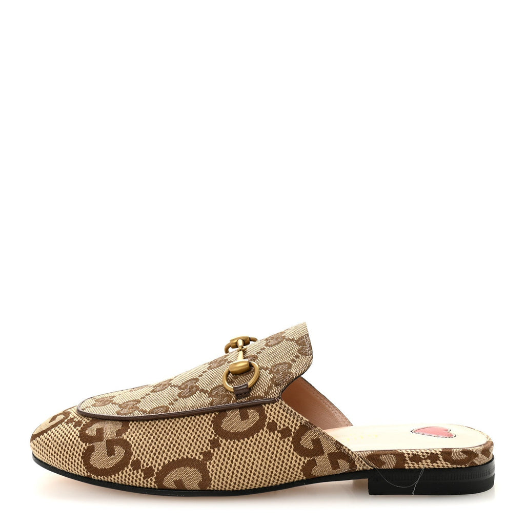 MONOGRAM JUMBO GG MALAGA KID WOMENS PRINCETOWN SLIPPERS CAMEL EBONY NEW ACERO BEIGE