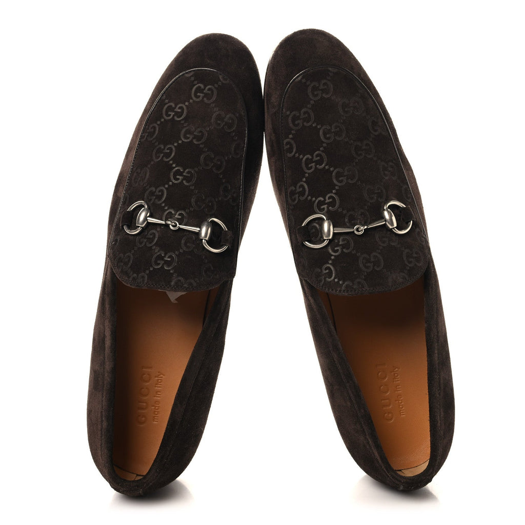 LUXURY SUEDE GG MONOGRAM HORSEBIT MENS JORDY LOAFERS NIGHT COCOA