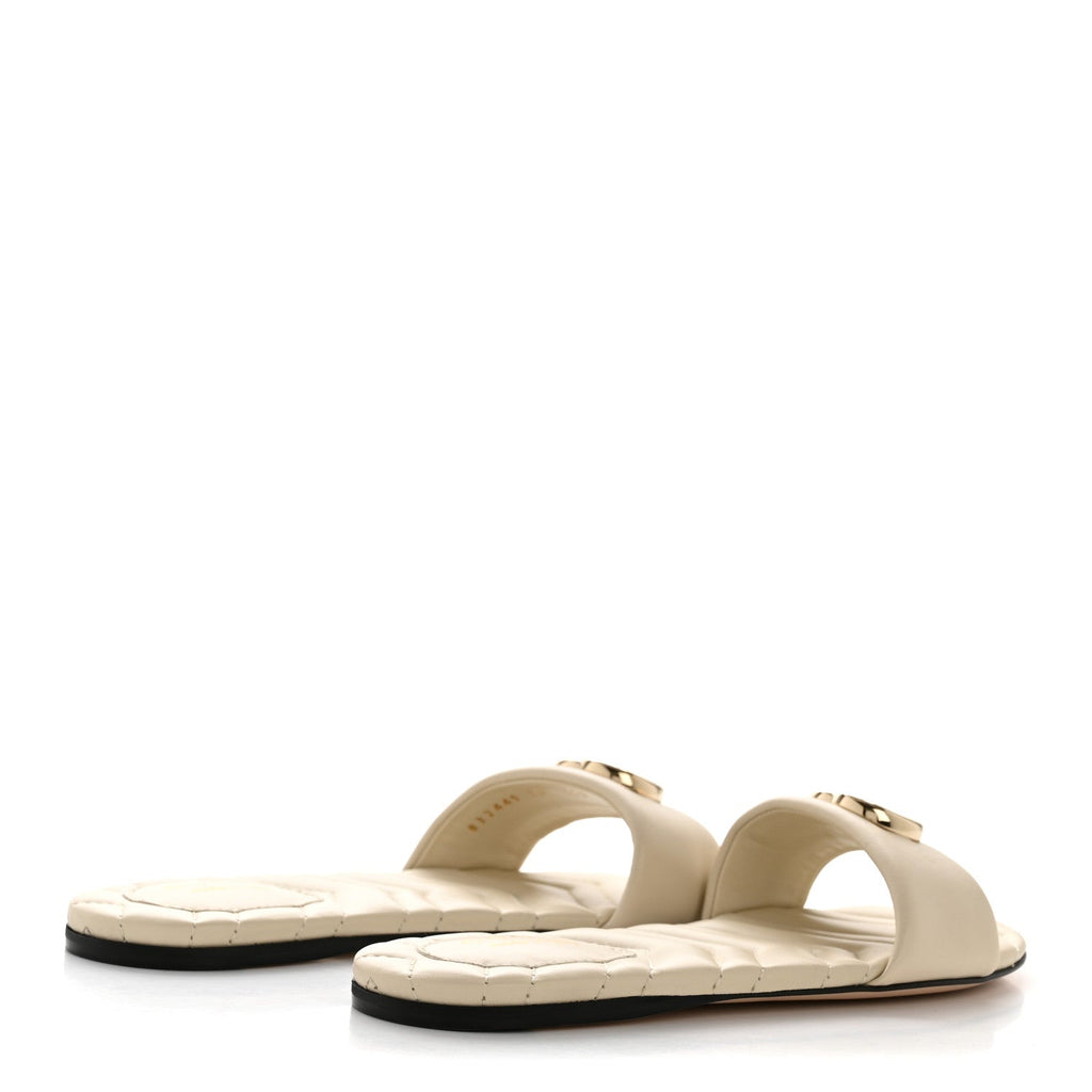 NAPPA MATELASSE GG MARMONT FLAT SLIDE SANDALS NEW IVOIRE