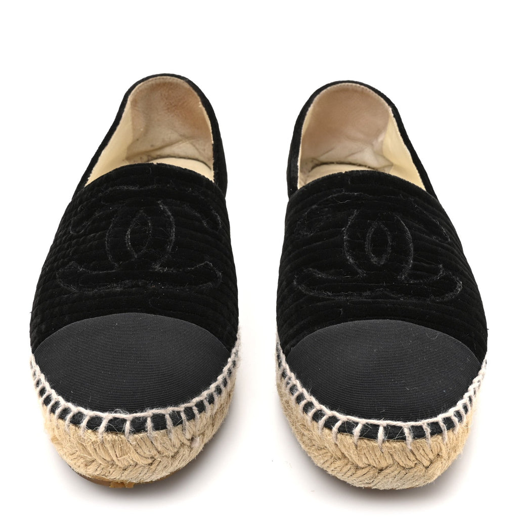 VELVET GROSGRAIN CC ESPADRILLES BLACK