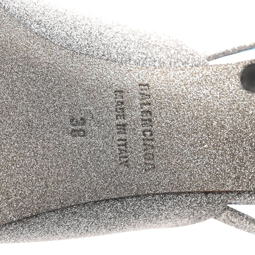 GLITTER TOE KNIFE SLINGBACK MULES SILVER BLUE