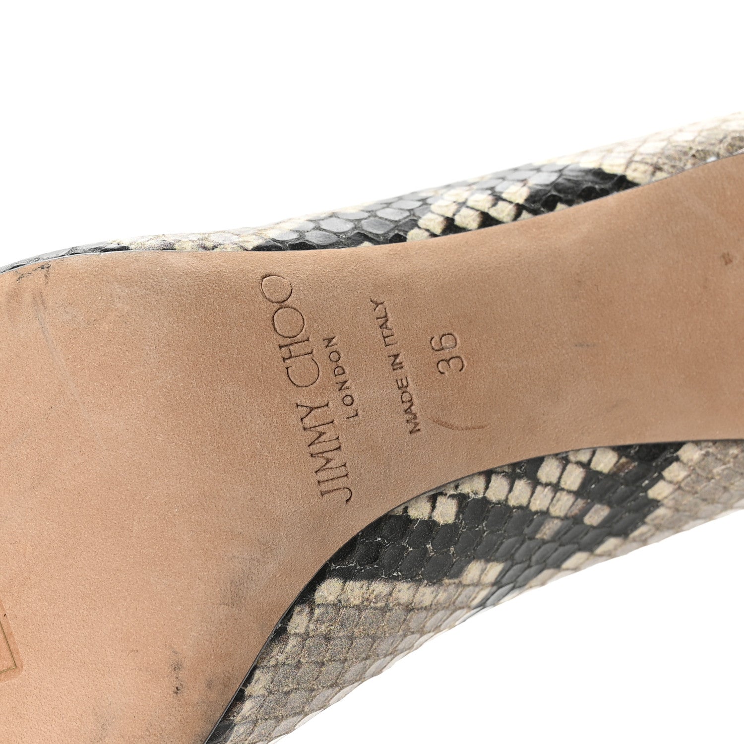 CALFSKIN SNAKESKIN EMBOSSED ROMY 85 PUMPS NATURAL