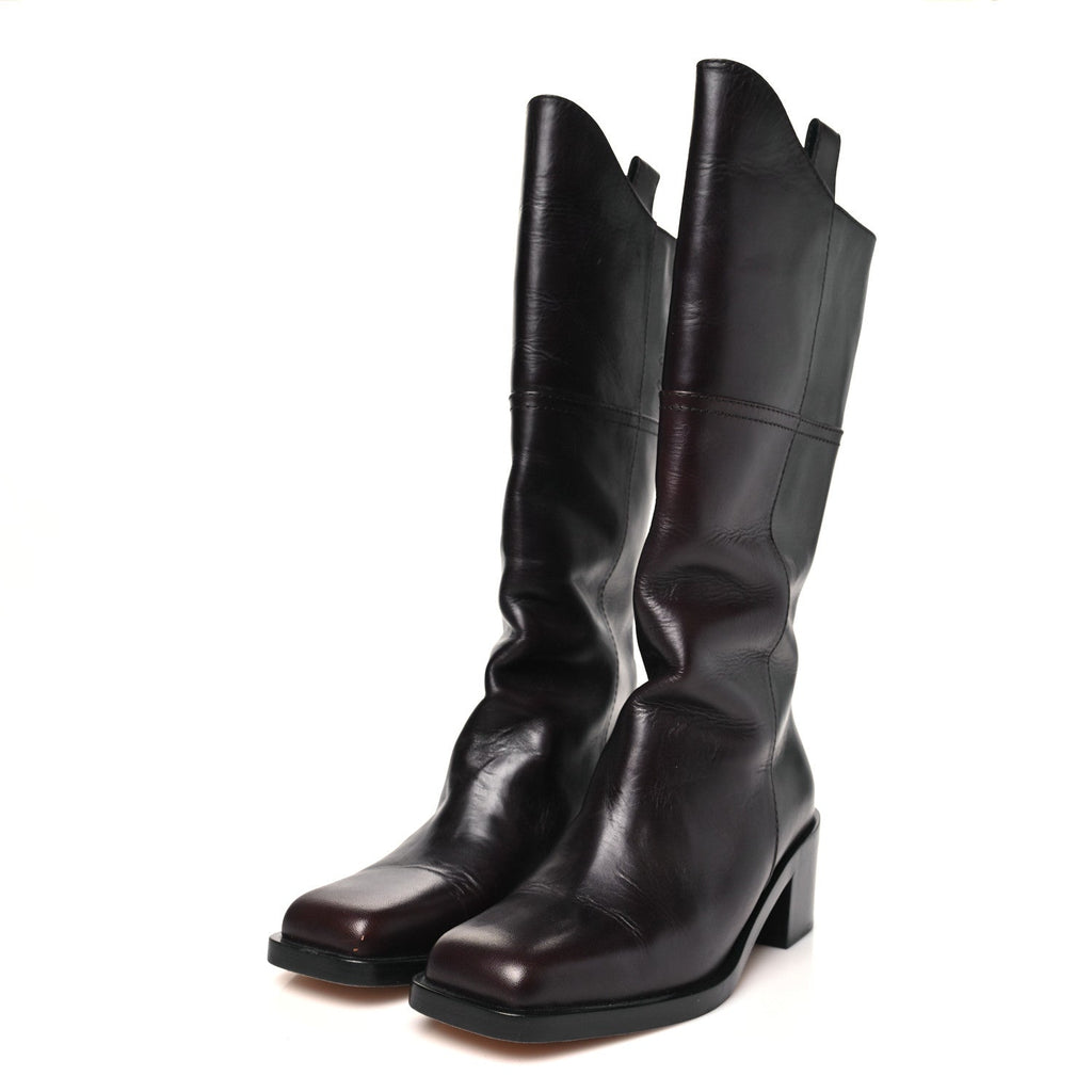 CALFSKIN CC WYOMING KNEE HIGH BOOTS DARK BROWN