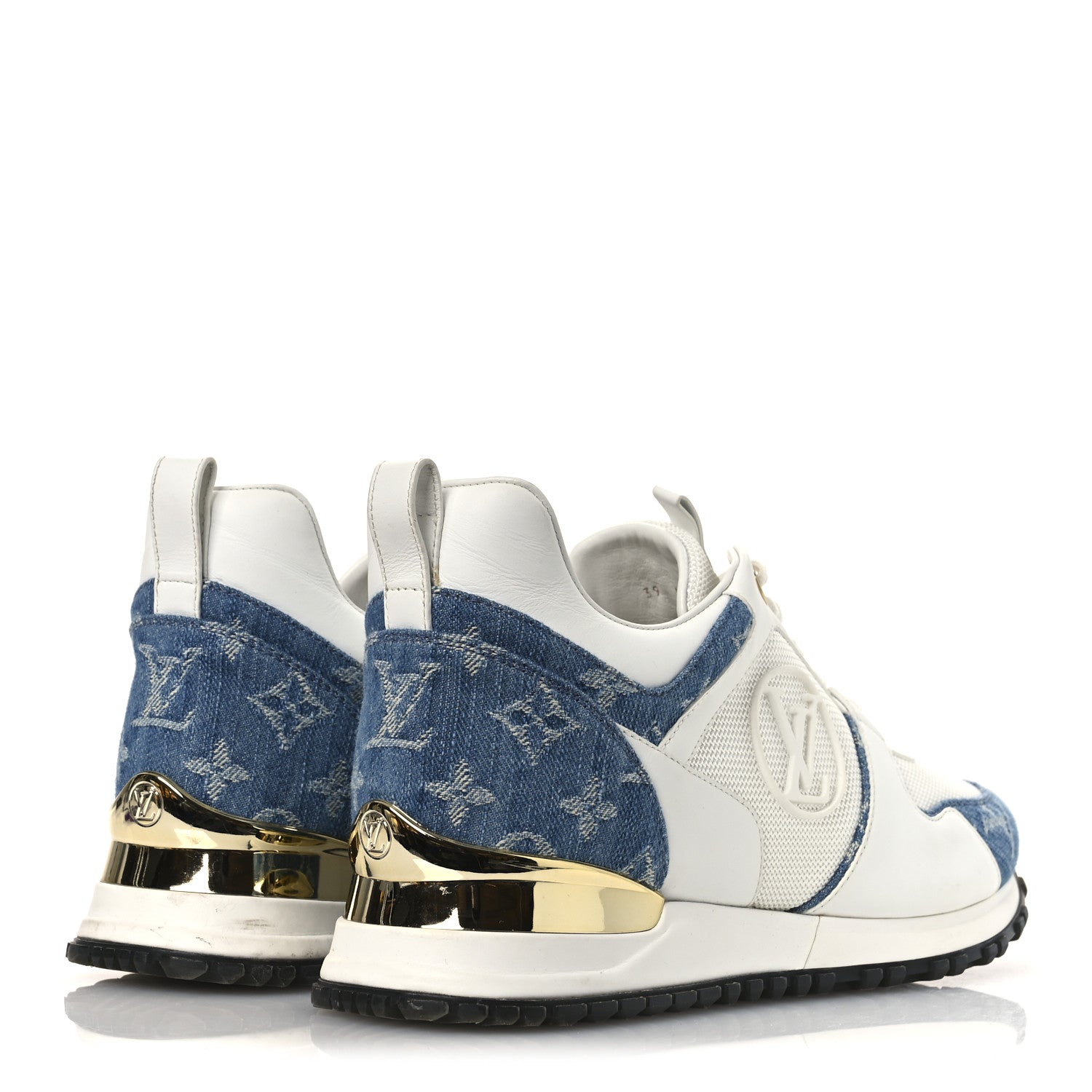 CALFSKIN MONOGRAM DENIM RUN AWAY SNEAKERS WHITE