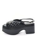 LAMBSKIN PATENT QUILTED CC PLATFORM SANDALS BLACK