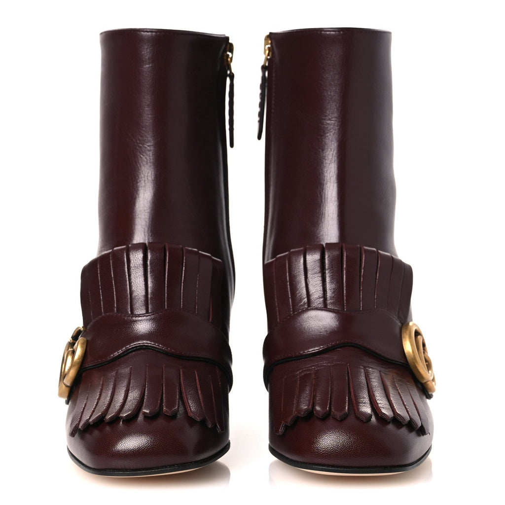 MALAGA KID GG MARMONT FRINGE 75MM ANKLE BOOTS VINTAGE BORDEAUX