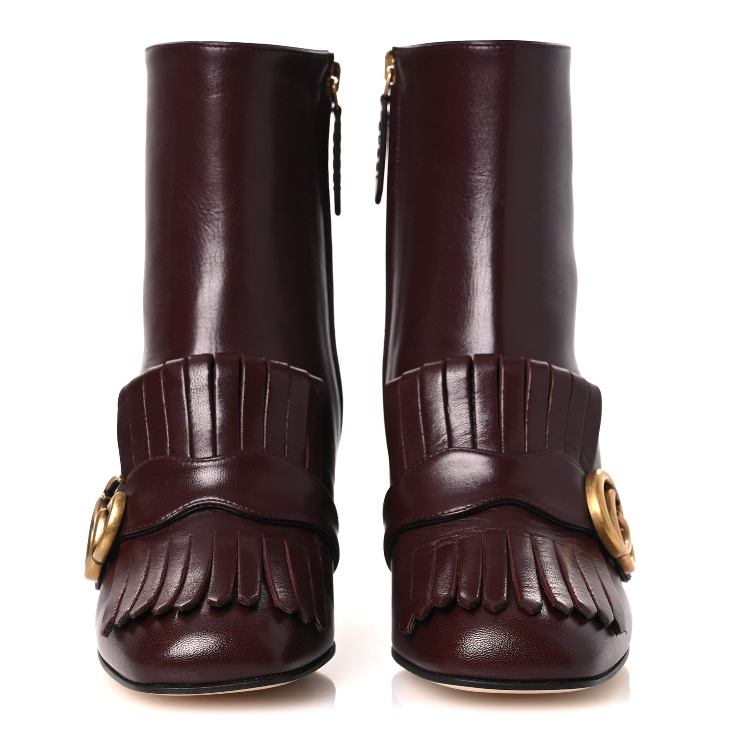 MALAGA KID GG MARMONT FRINGE 75MM ANKLE BOOTS VINTAGE BORDEAUX