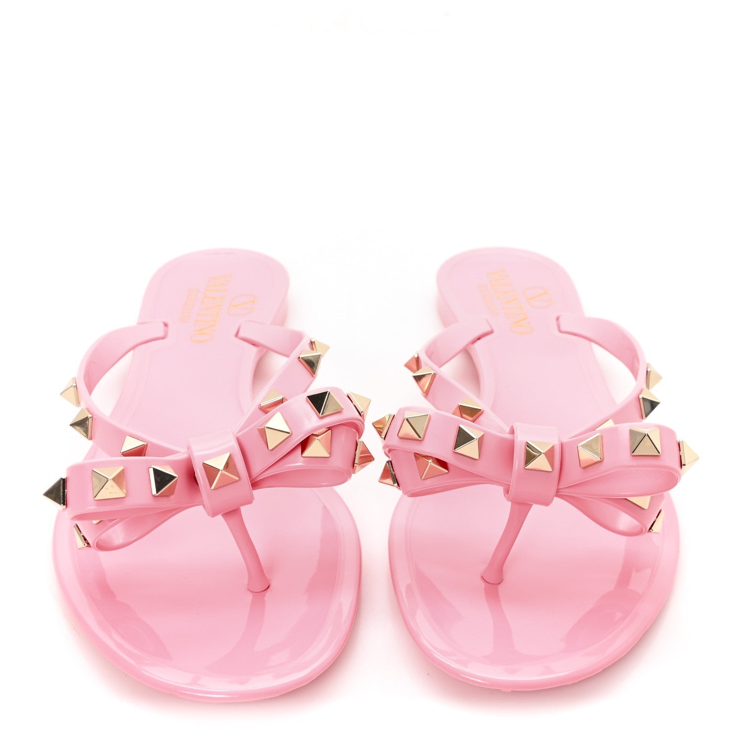 PVC JELLY GLITTER ROCKSTUD BOW THONG SANDALS BUBBLE GUM