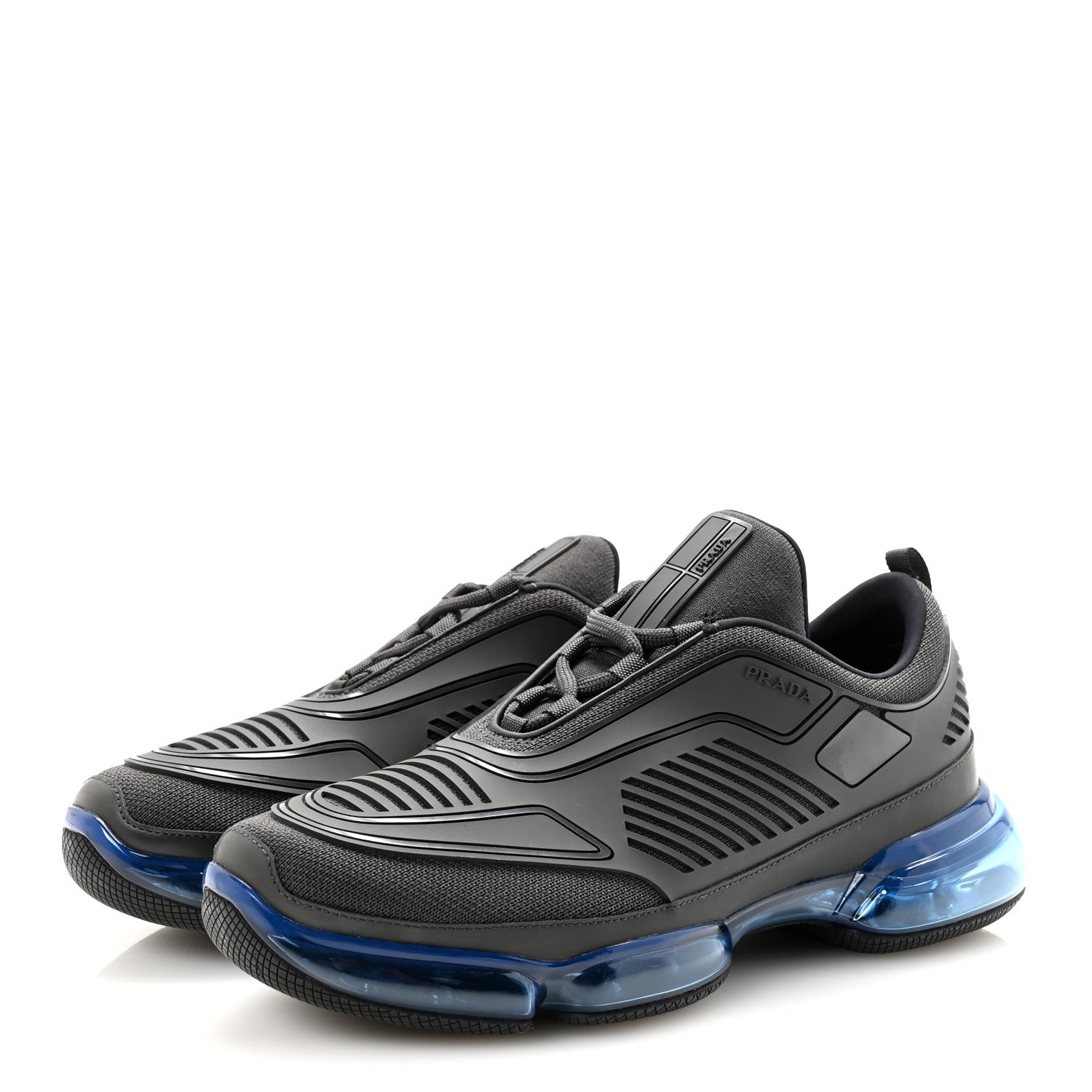 RUBBER KNIT FABRIC MENS CLOUDBUST AIR SNEAKERS GREY BLUE