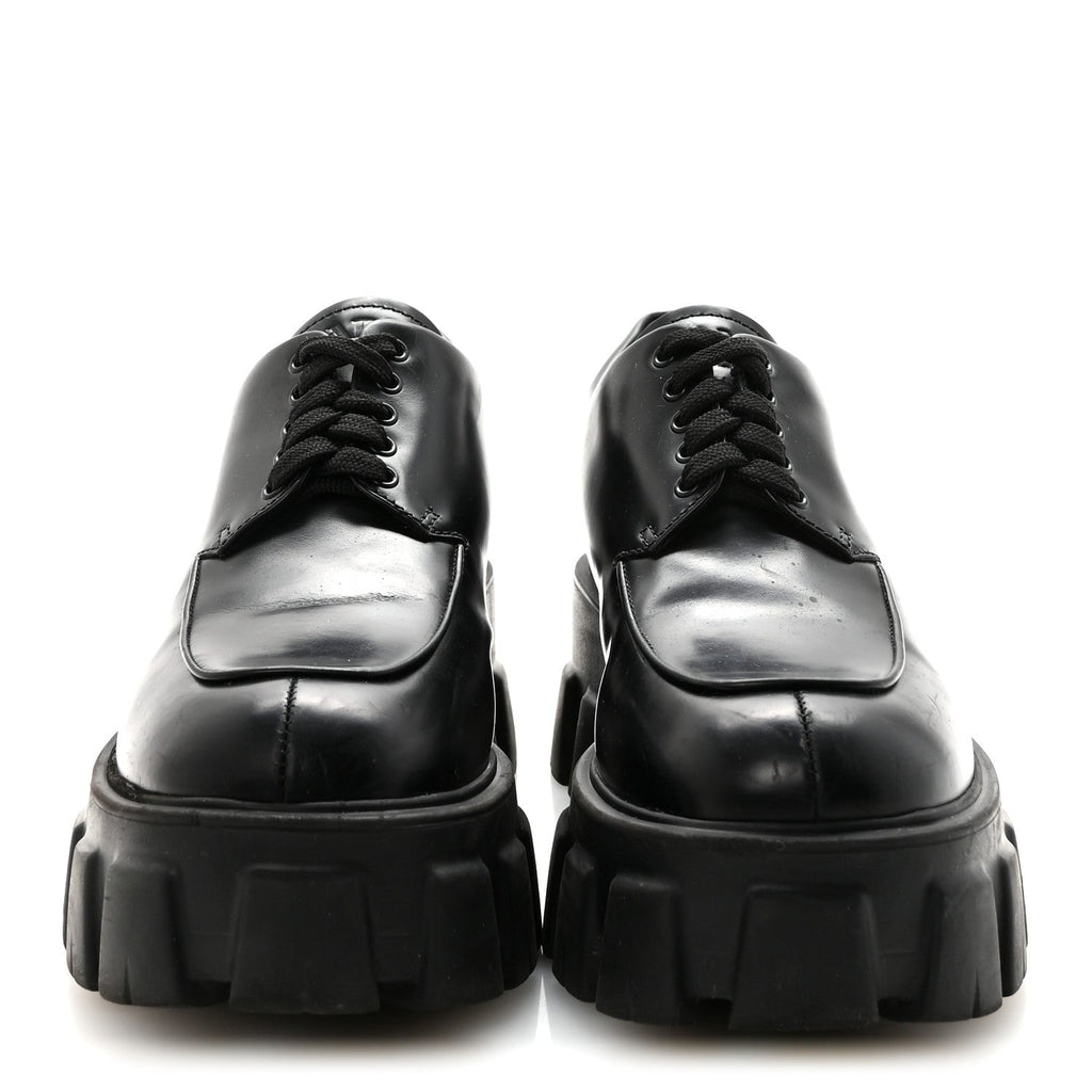 SPAZZOLATO ROIS MONOLITH 55MM DERBY LOAFERS BLACK