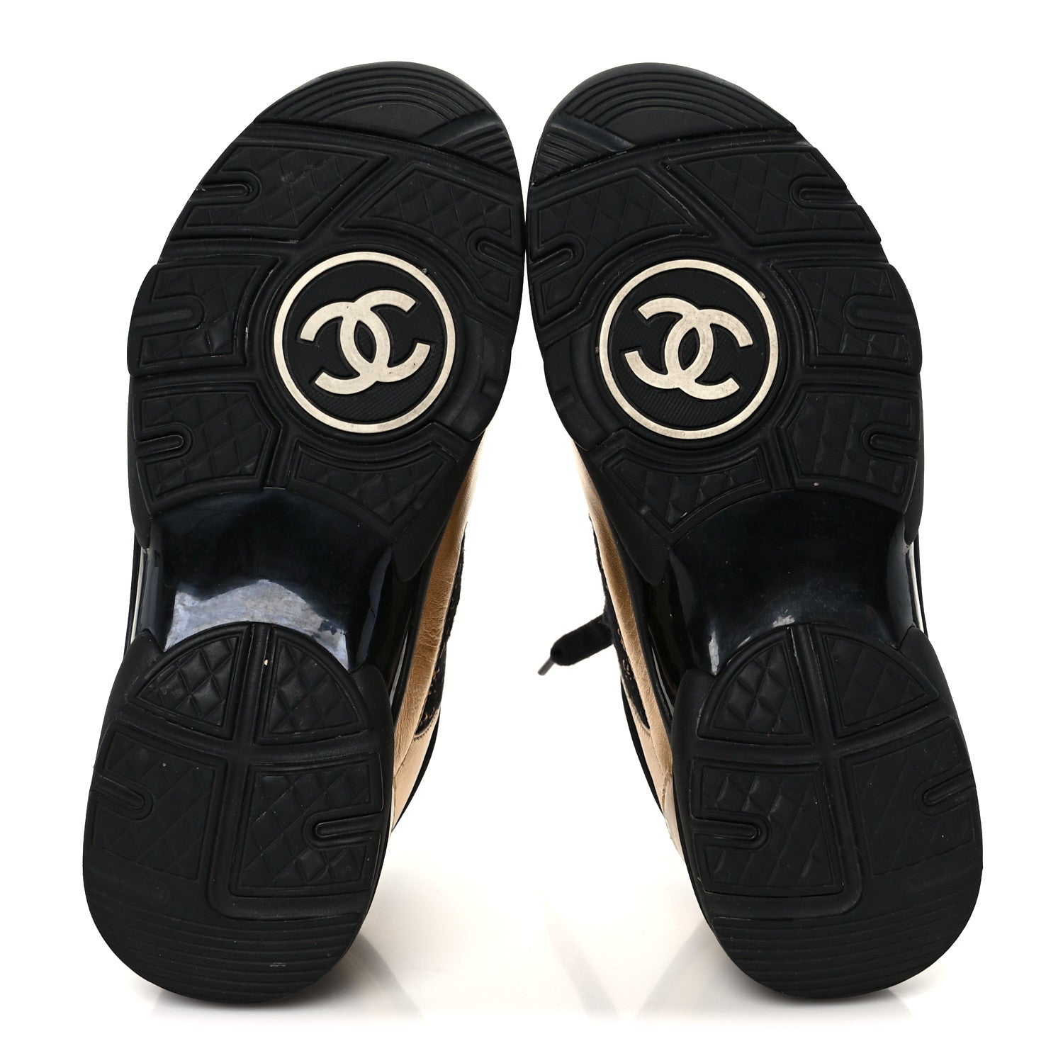 SATIN LAMBSKIN FABRIC TWEED CC SNEAKERS GOLD BLACK