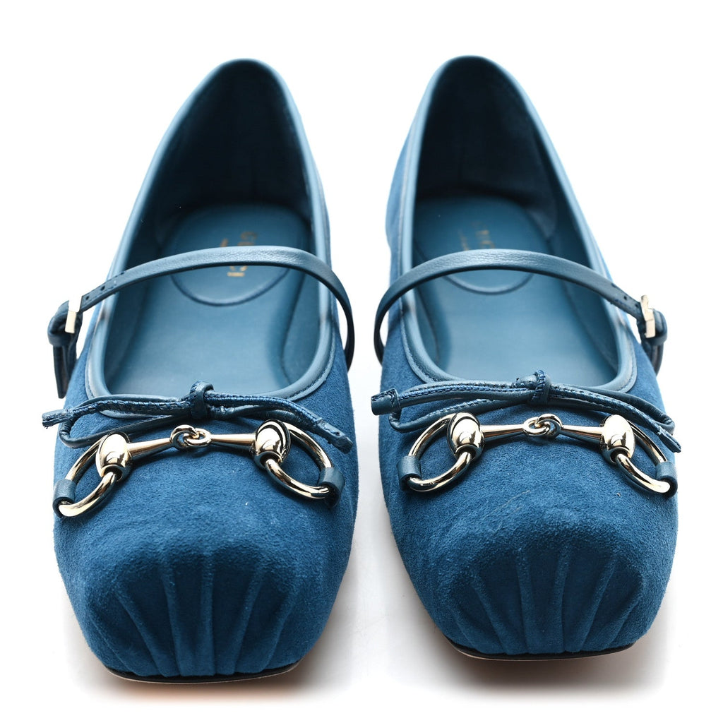KID SCAMOSCIATO HORSEBIT BALLET FLATS DEEP ACQUA