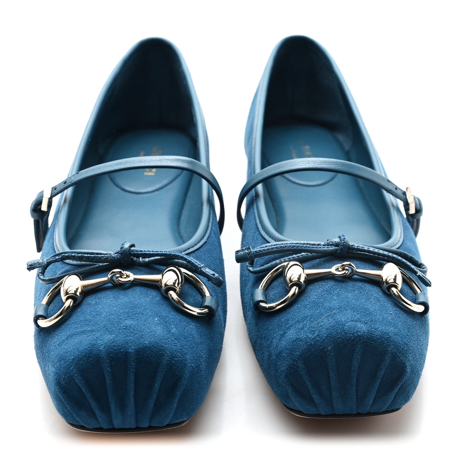 KID SCAMOSCIATO HORSEBIT BALLET FLATS DEEP ACQUA
