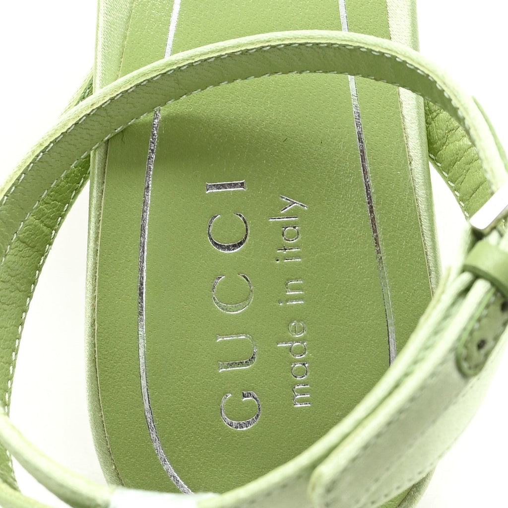 SATIN CRYSTAL HORSEBIT SANDAL PUMPS