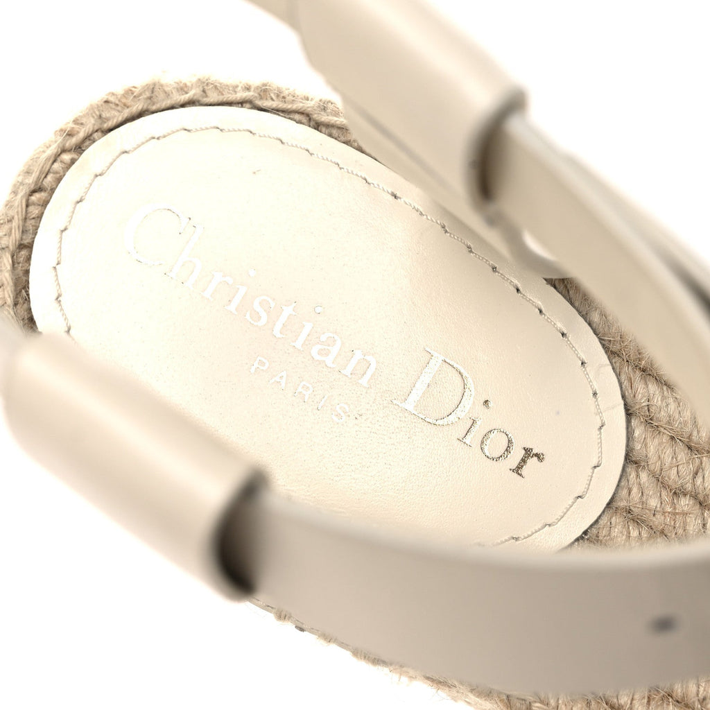 CALFSKIN D-DIOR ESPADRILLE PLATFORM SANDALS OFF WHITE