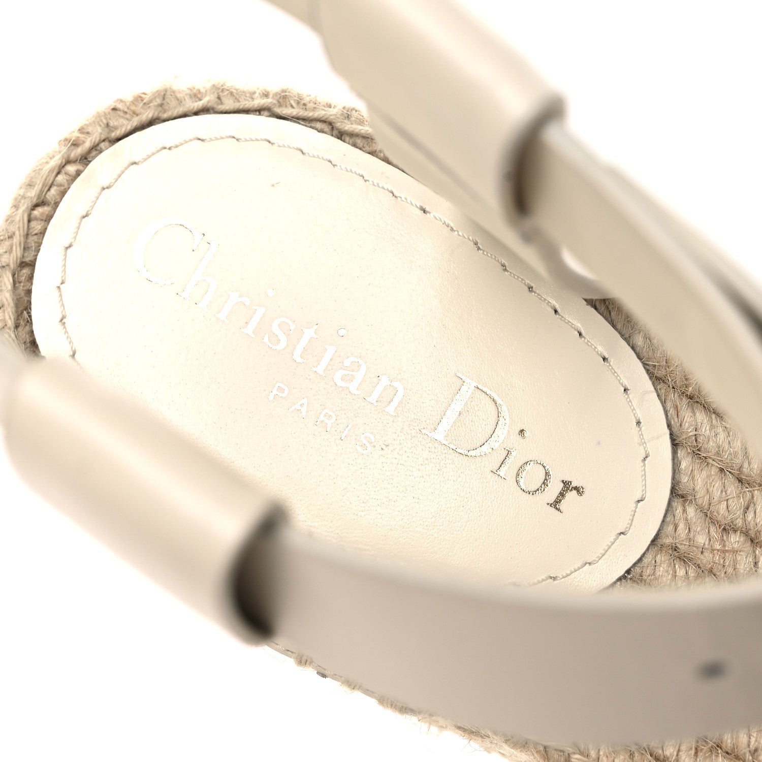 CALFSKIN D-DIOR ESPADRILLE PLATFORM SANDALS OFF WHITE