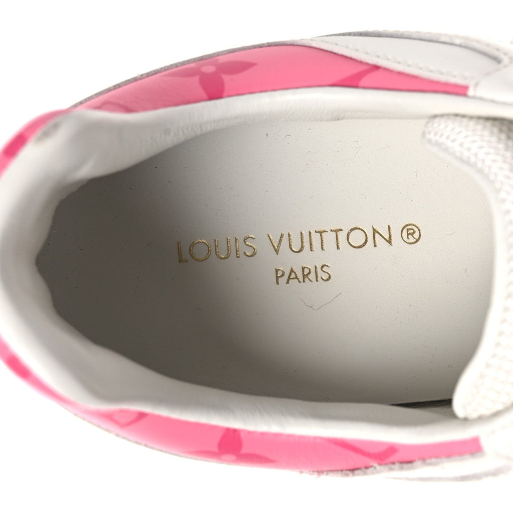 LOUIS VUITTON CALFSKIN MONOGRAM RUN AWAY SNEAKER WHITE PINK