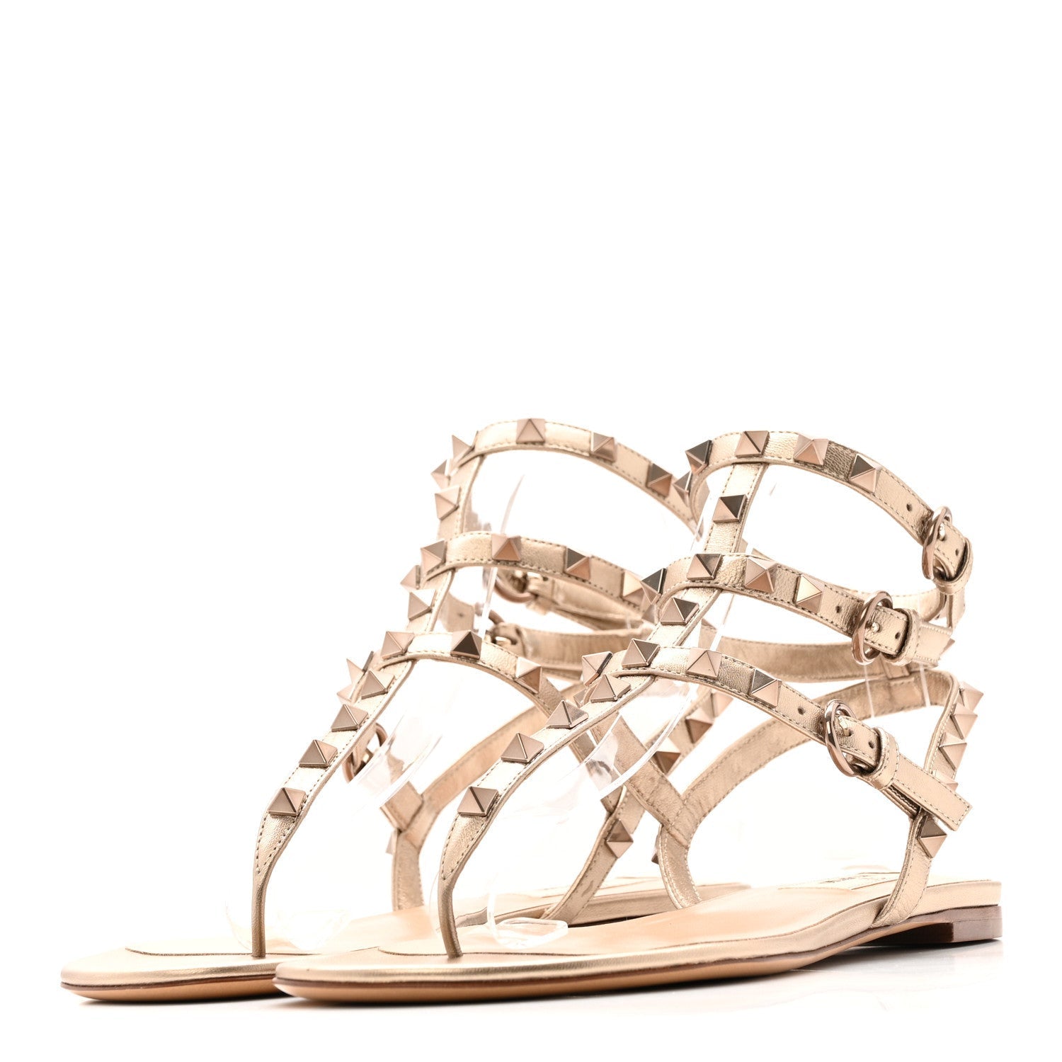 NAPPA ROCKSTUD ANKLE STRAP FLAT THONG SANDALS SKIN