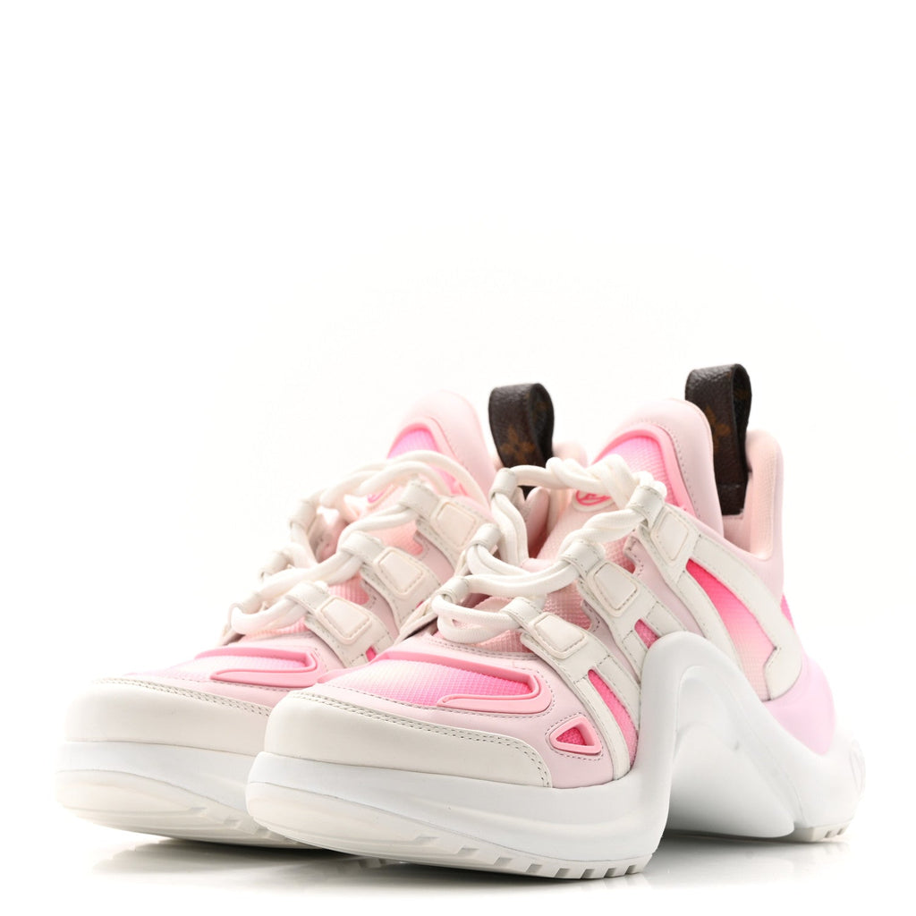 CALFSKIN TECHNICAL NYLON LV ARCHLIGHT SNEAKERS WHITE PINK