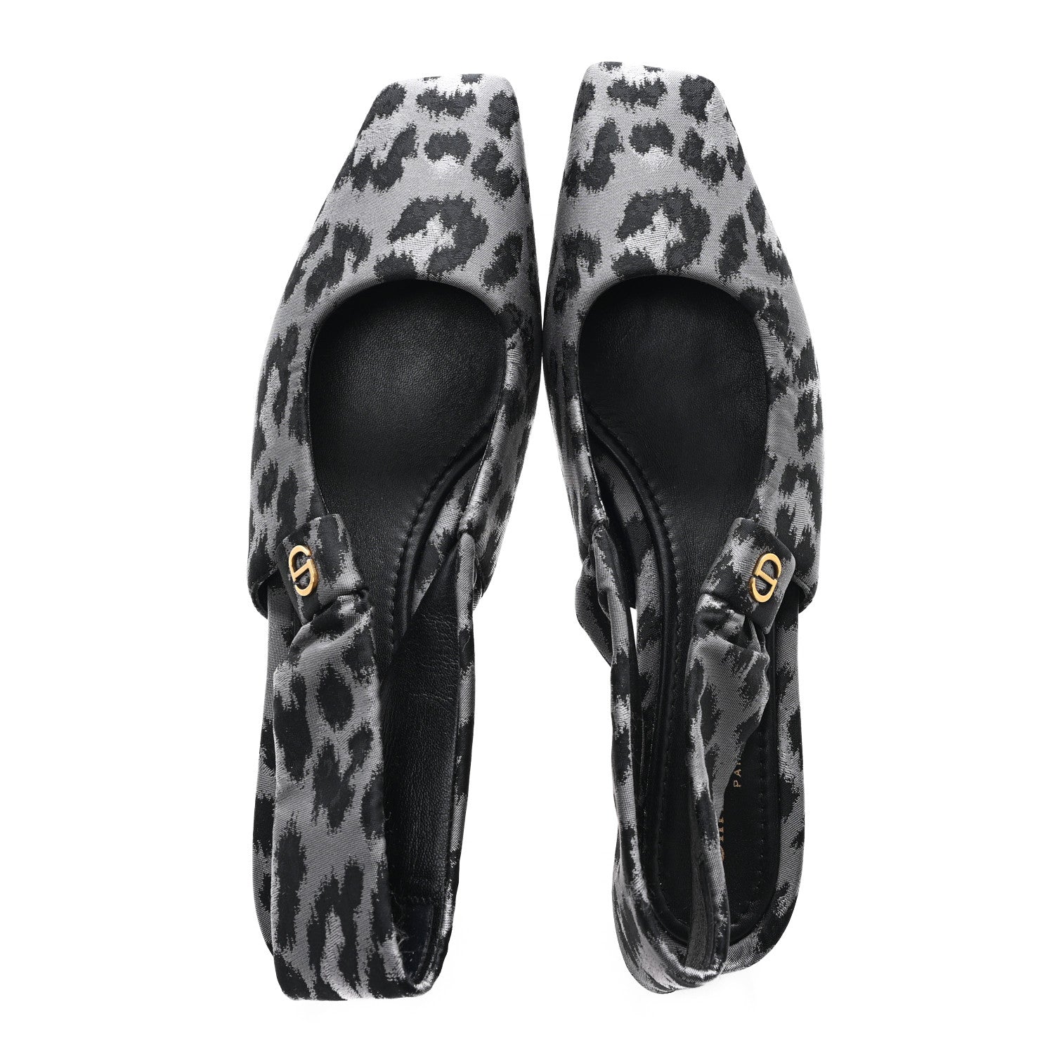 SHINY NYLON LEOPARD PRINT MIZZA SLINGBACK PUMPS GREY