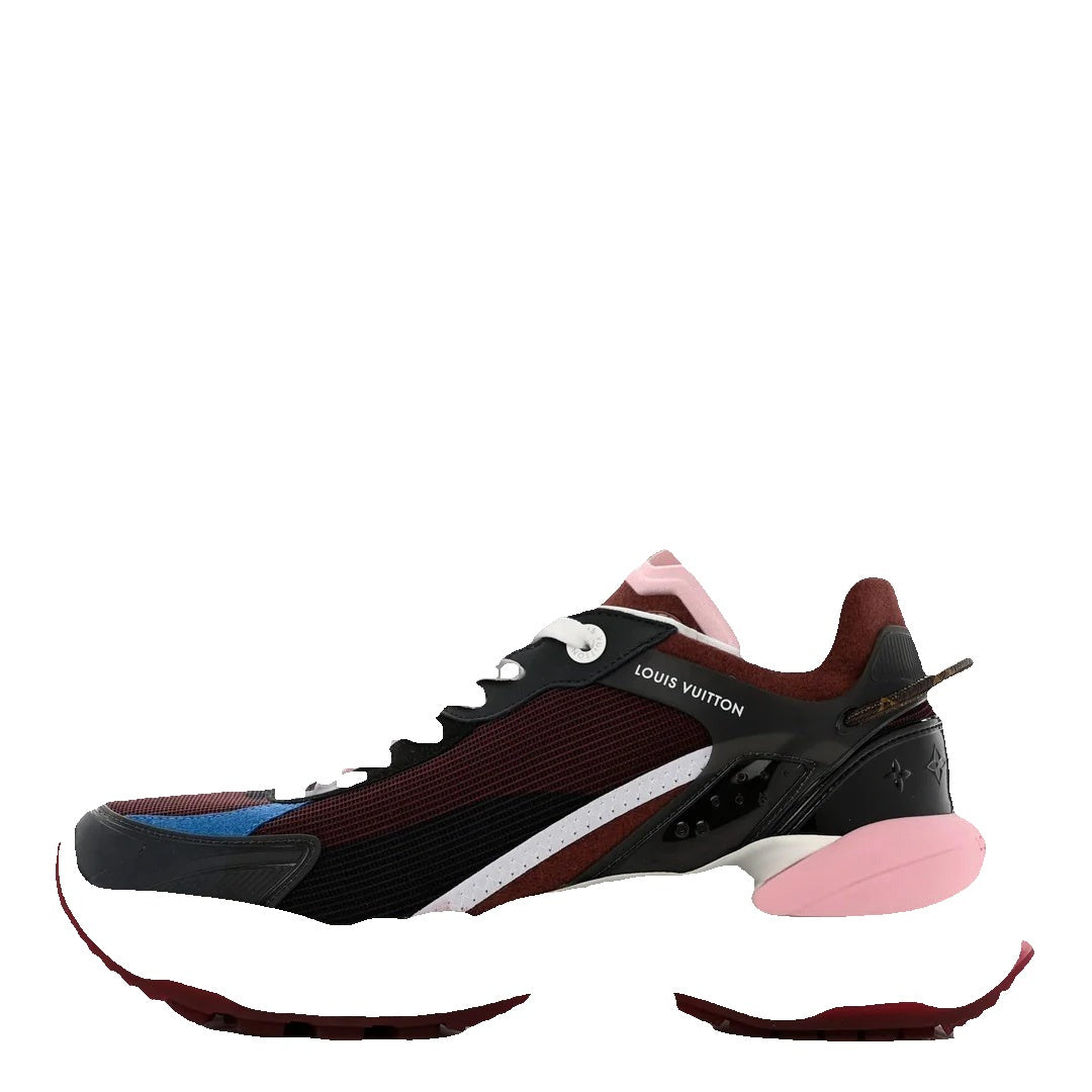 Louis Vuitton Mix Materials Suede Calfskin Run 55 Sneakers - Black/Burgundy