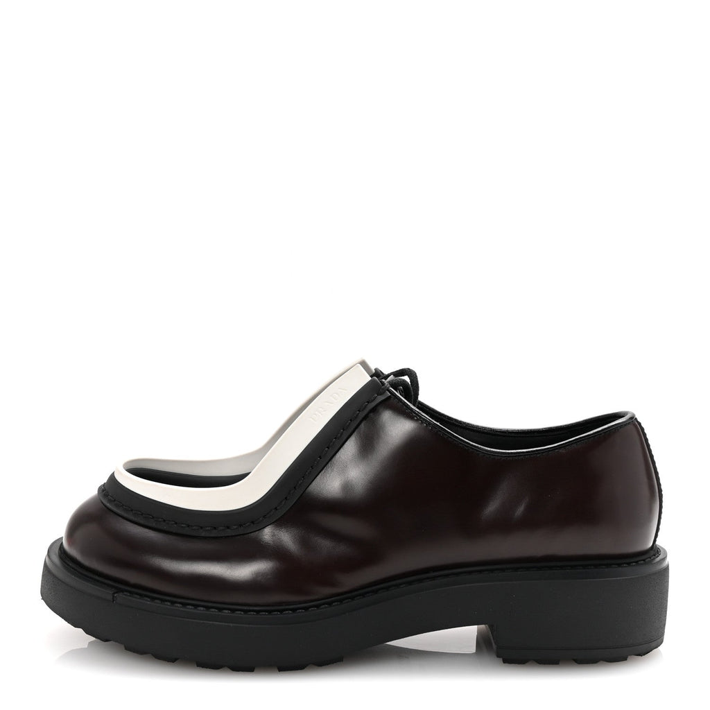 SPAZZOLATO ROIS MONOLITH 55MM DERBY LOAFERS DARK BROWN BLACK