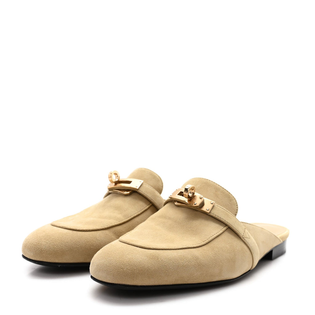 SUEDE GOATSKIN OZ MULES BEIGE SABLE