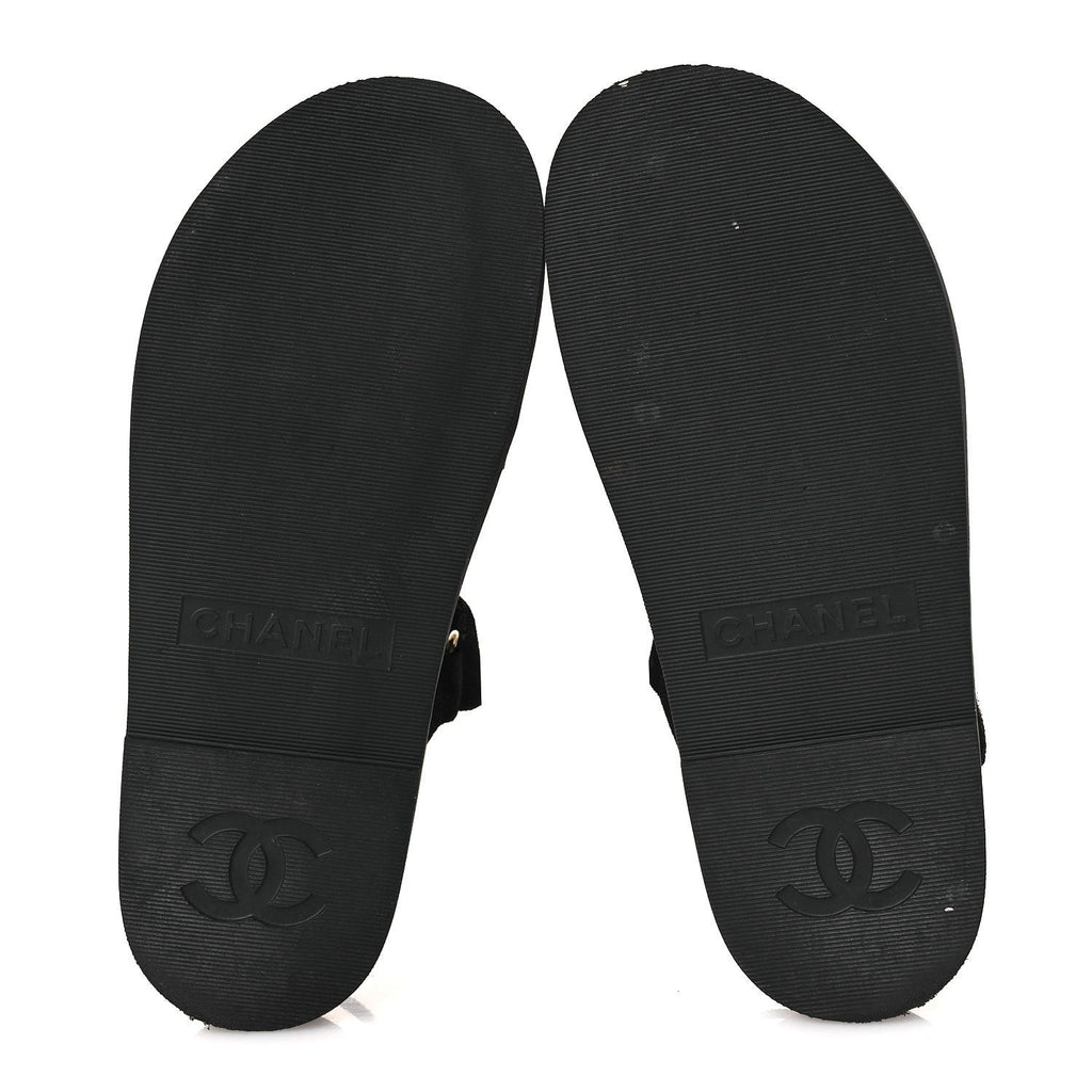 SUEDE CALFSKIN DAD SANDALS BLACK