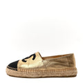 LAMINATED LAMBSKIN GROSGRAIN CC ESPADRILLES GOLD BLACK
