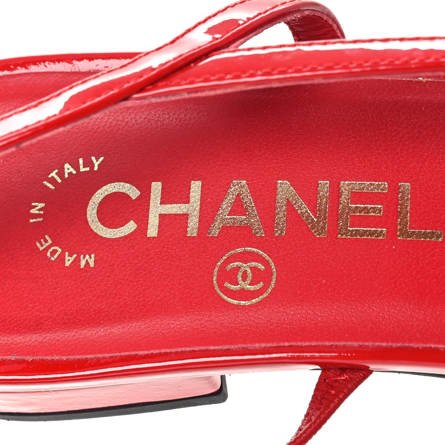 PATENT CALFSKIN CAP TOE CC SLINGBACK FLATS RED BLACK