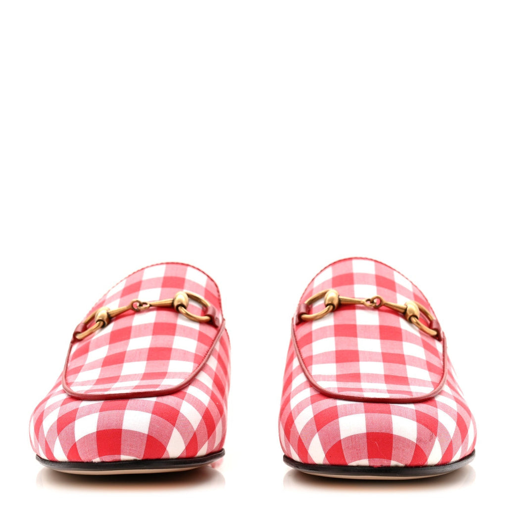 COTTON GINGHAM WOMENS PRINCETOWN SLIPPERS WHITE RED