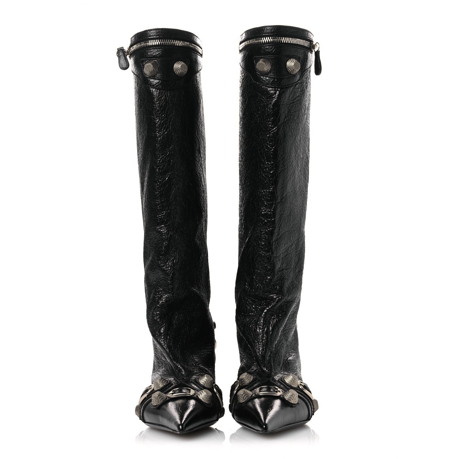 AGNEAU ARENA SPIKED CAGOLE 50MM WIDE BOOTS BLACK