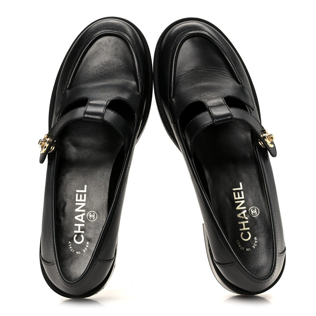 CALFSKIN CC TURNLOCK MOCCASINS BLACK
