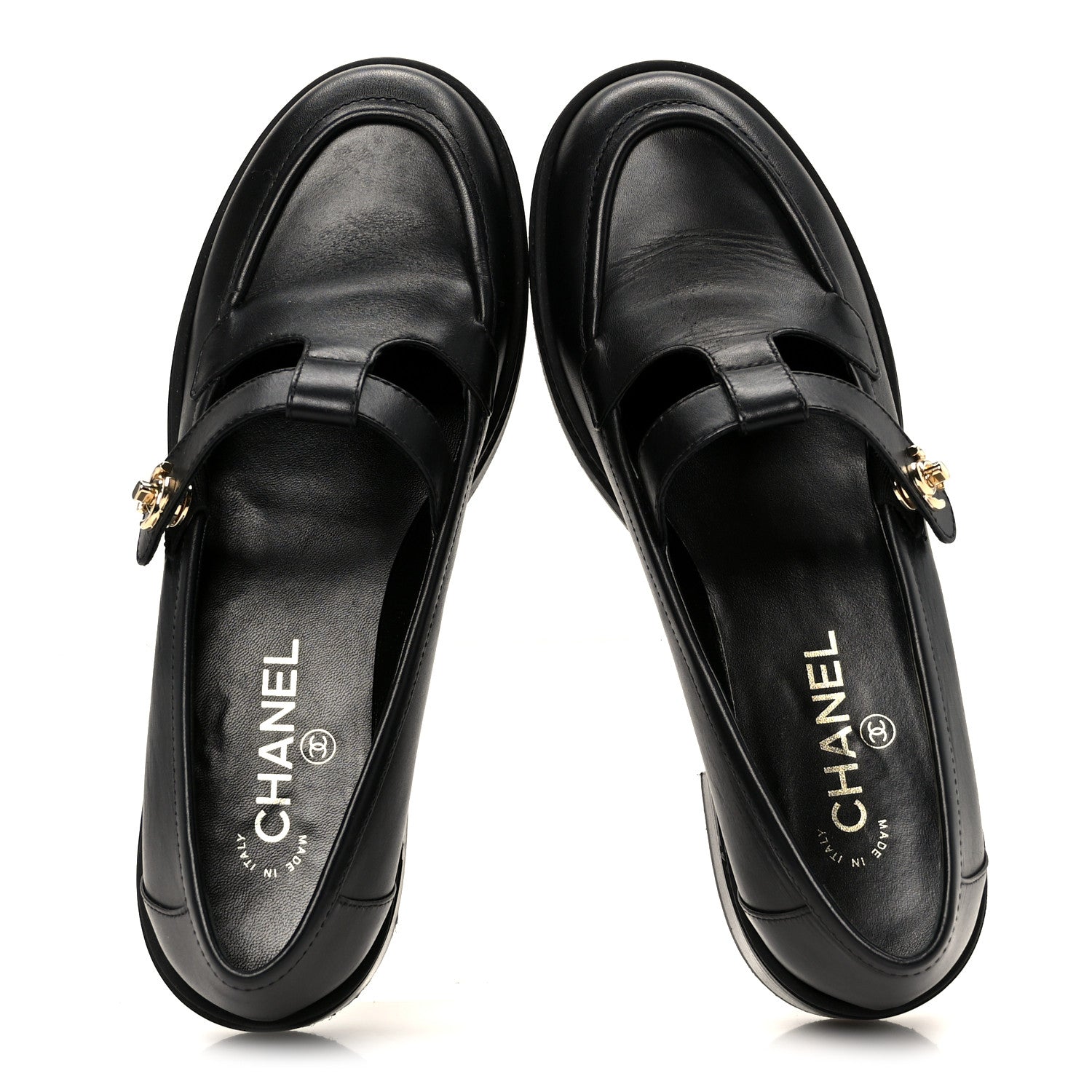 CALFSKIN CC TURNLOCK MOCCASINS BLACK
